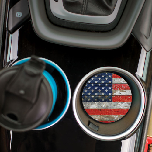 P. Graham Dunn Ceramic Car Coasters (Retail Pack) - USA Flag