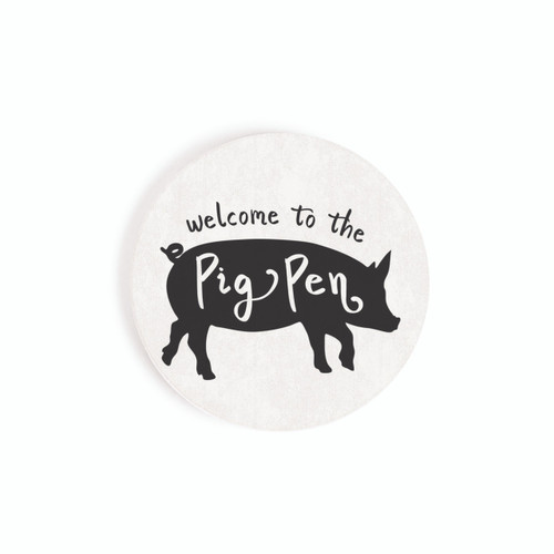 P. Graham Dunn Ceramic Car Coasters (Retail Pack) - Welcome To The Pig Pen