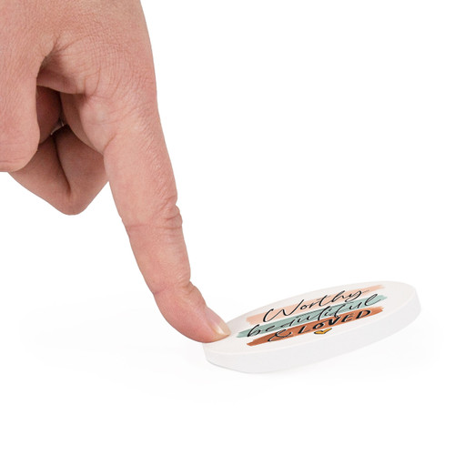 P. Graham Dunn Ceramic Car Coasters (Retail Pack) - Worthy Beautiful & Loved