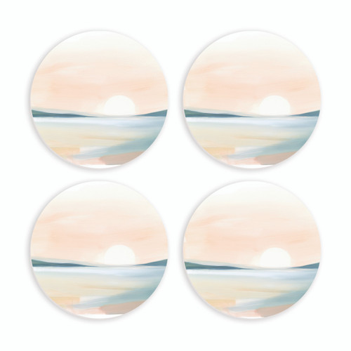 P. Graham Dunn Ceramic Round Coaster Set - Sunset - 4/pk