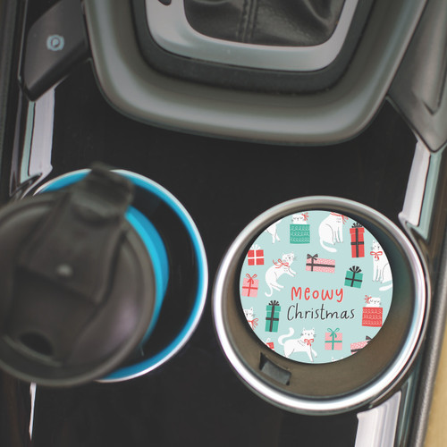 p. graham dunn Christmas Car Coasters (Retail Pack) - Meowy