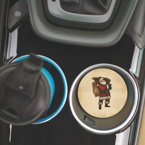 p. graham dunn Christmas Car Coasters (Retail Pack) - Vintage Santa