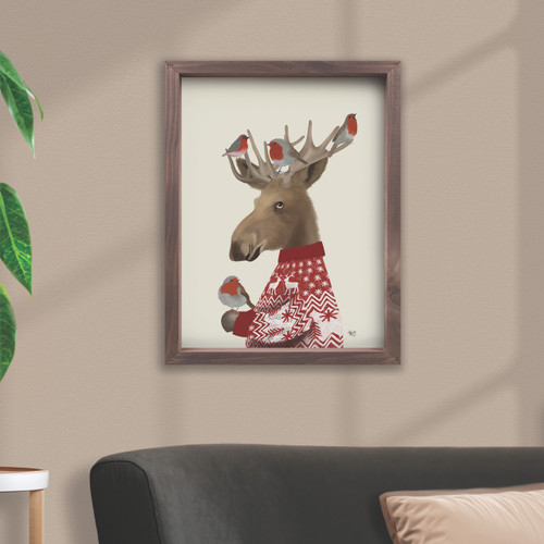 p. graham dunn Christmas Critters Collection Framed Art - Moose