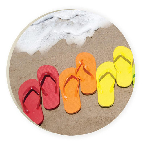 p. graham dunn Coastal Collection Car Coaster (Retail Pack) - Flip Flop On Beach