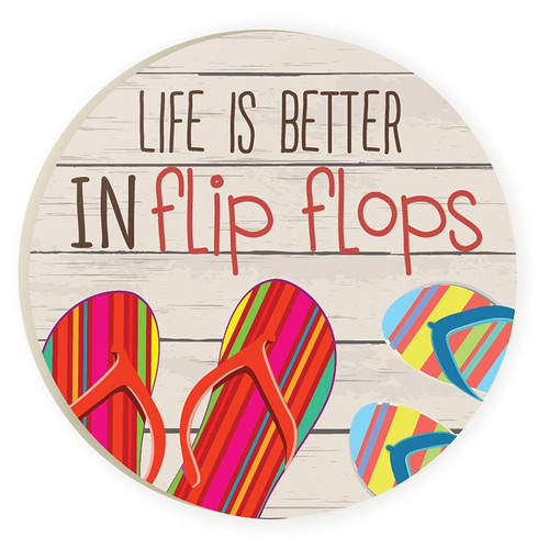 p. graham dunn Coastal Collection Car Coaster (Retail Pack) - Life Is Better In Flip Flops