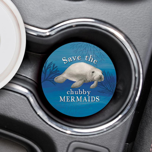 p. graham dunn Coastal Collection Car Coaster (Retail Pack) - Save The Chubby Mermaids