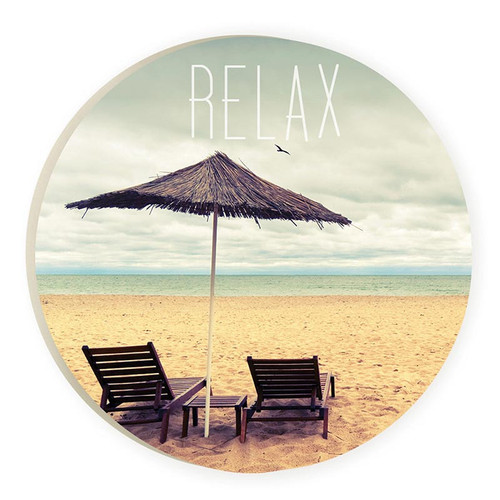 p. graham dunn Coastal Collection Car Coasters (Retail Pack) - Relax Beach Chair