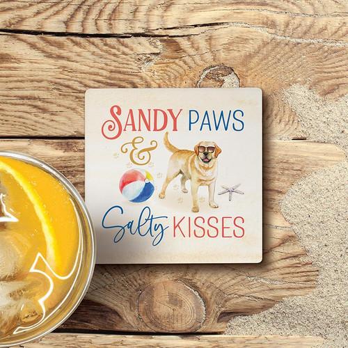 P. Graham Dunn Coastal Collection Coaster - Sandy Paws & Salty Kisses