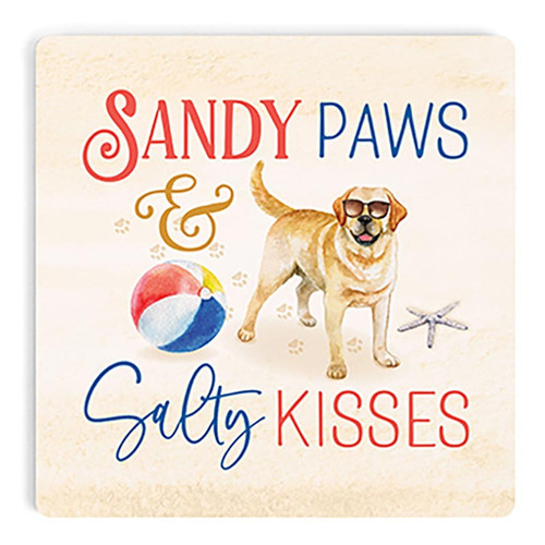 p. graham dunn Coastal Collection Coaster - Sandy Paws & Salty Kisses