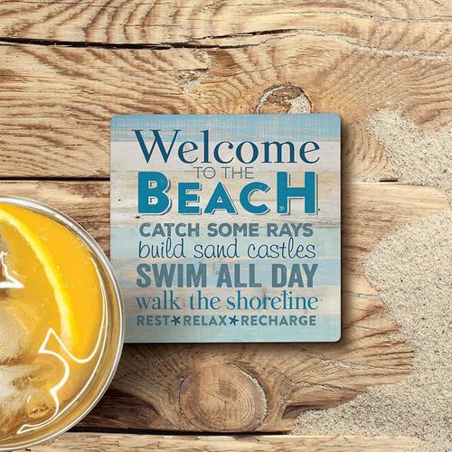 P. Graham Dunn Coastal Collection Coaster - Welcome To The Beach