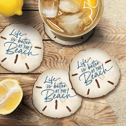 P. Graham Dunn Coastal Collection Round Coaster Set - Life Is Better