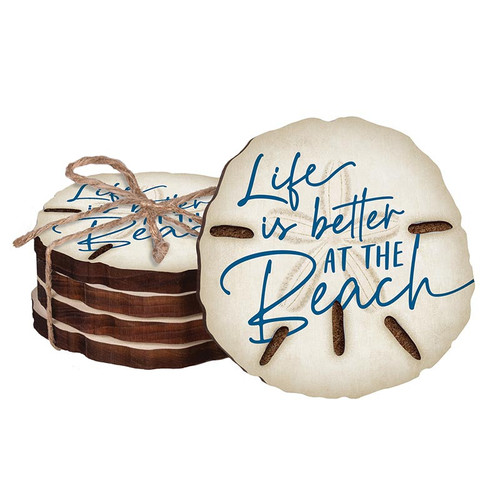 p. graham dunn Coastal Collection Round Coaster Set - Life Is Better