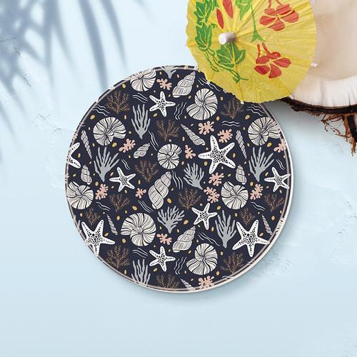 P. Graham Dunn Coastal Collection Round Coaster - Shell Pattern