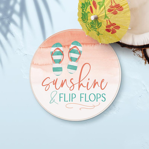 P. Graham Dunn Coastal Collection Round Coaster - Sunshine & Flip Flops