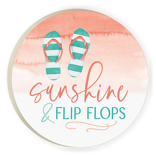 p. graham dunn Coastal Collection Round Coaster - Sunshine & Flip Flops