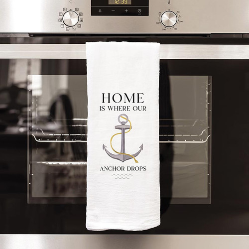 p. graham dunn Coastal Collection Tea Towels - Home Is Where Our Anchor