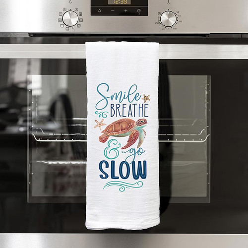 p. graham dunn Coastal Collection Tea Towels - Smile Breathe