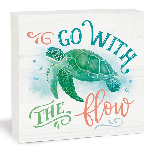 p. graham dunn Coastal Collection Word Block - Go With The Flow