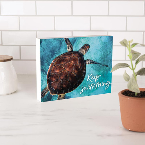 P. Graham Dunn Coastal Collection Word Block - Keep Swimming