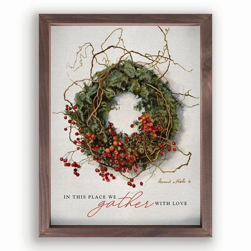 P. Graham Dunn Festive Farmhouse Collection Framed Linen Art - In This Place We Gather