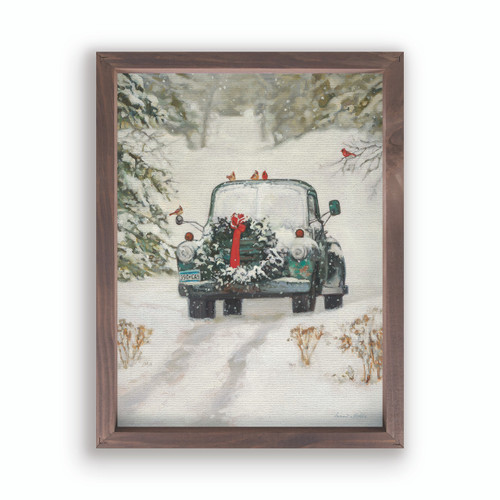 P. Graham Dunn Festive Farmhouse Collection Framed Linen Art - Vintage Car