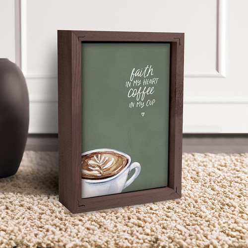 p. graham dunn Framed Linen Art - Faith In My Heart Coffee