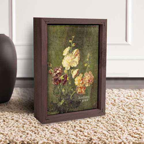 p. graham dunn Framed Linen Art - Kindness + Grace Flowers