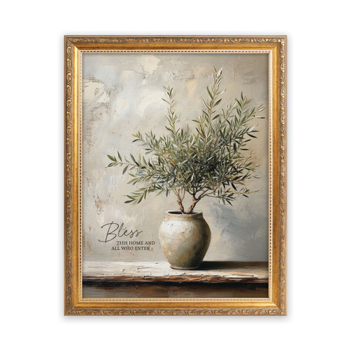 P. Graham Dunn Gold Framed Linen Art - Bless This Home
