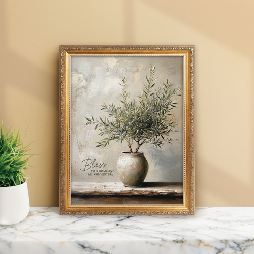 p. graham dunn Gold Framed Linen Art - Bless This Home