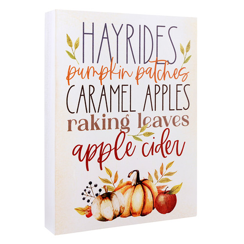 P. Graham Dunn Hayrides Pumpkin Patch Caramel Apple Wood Block