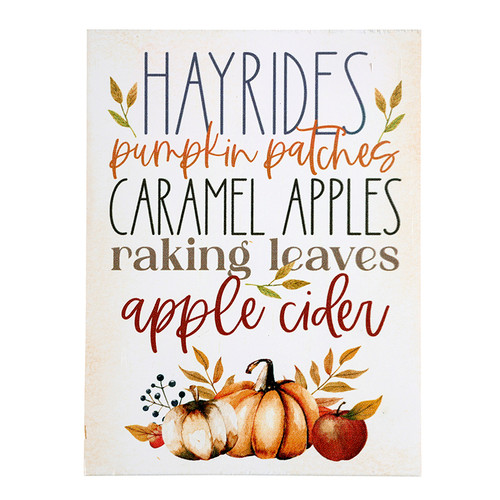 p. graham dunn Hayrides Pumpkin Patch Caramel Apple Wood Block