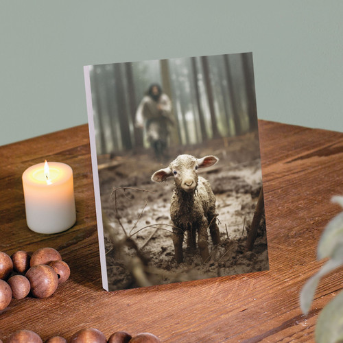 p. graham dunn I Am Found Collection Easel Block - Lamb