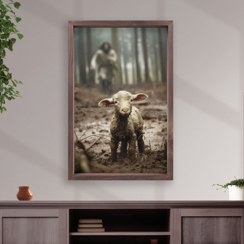 P. Graham Dunn I Am Found Collection Framed Linen Art - Lamb
