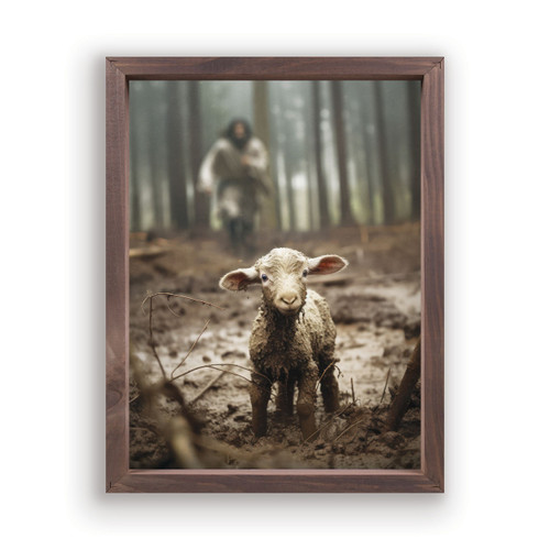 P. Graham Dunn I Am Found Collection Framed Linen Art - Lamb - Small
