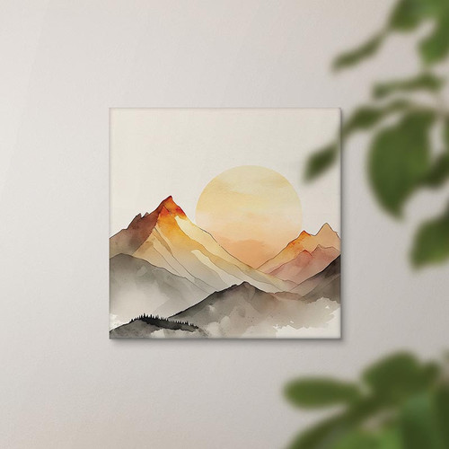 p. graham dunn Lake & Lodge Collection Canvas - Sun And Mountains