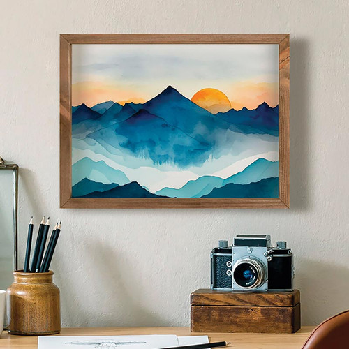 p. graham dunn Lake & Lodge Collection Framed Art - Mountain Sunset