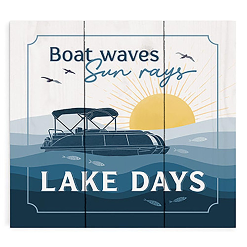 P. Graham Dunn Lake & Lodge Collection Pallet Sign - Boat Waves