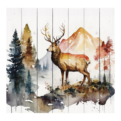 P. Graham Dunn Lake & Lodge Collection Pallet Sign - Deer In Forest