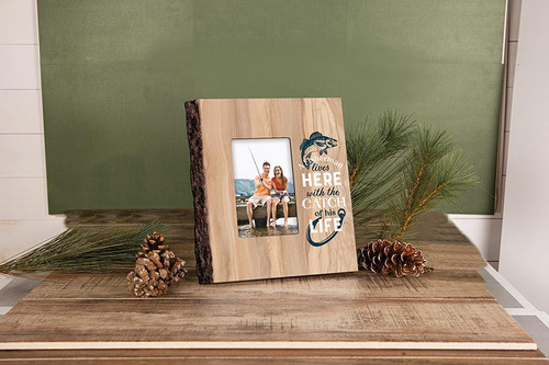 p. graham dunn Lake & Lodge Collection Photo Frame - A Fisherman Lives Here