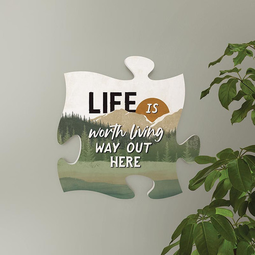 p. graham dunn Lake & Lodge Collection Puzzle Pieces Decor - Life Is Worth Living