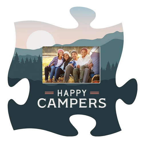 P. Graham Dunn Lake & Lodge Collection Puzzle Pieces Photo Frame - Happy Campers