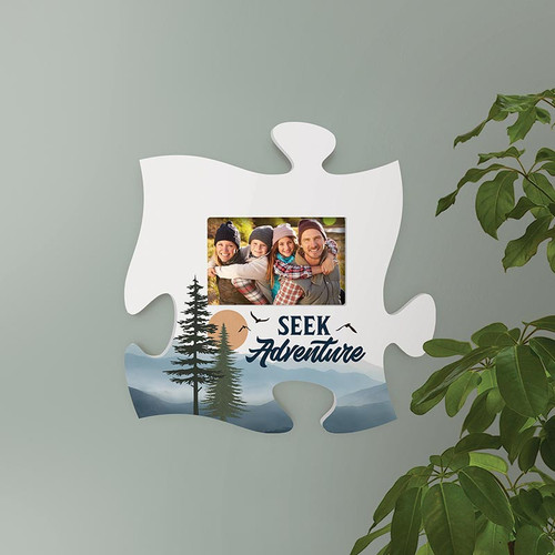 p. graham dunn Lake & Lodge Collection Puzzle Pieces Photo Frame - Seek Adventure