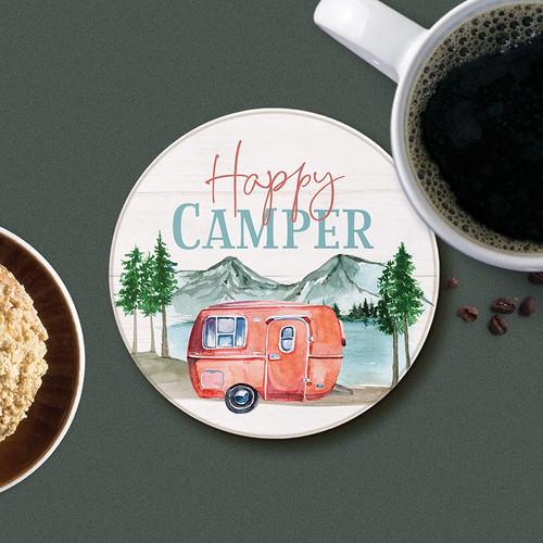 P. Graham Dunn Lake & Lodge Collection Round Coaster - Happy Camper