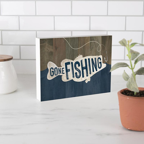 p. graham dunn Lake & Lodge Collection Word Blocks - Gone Fishing