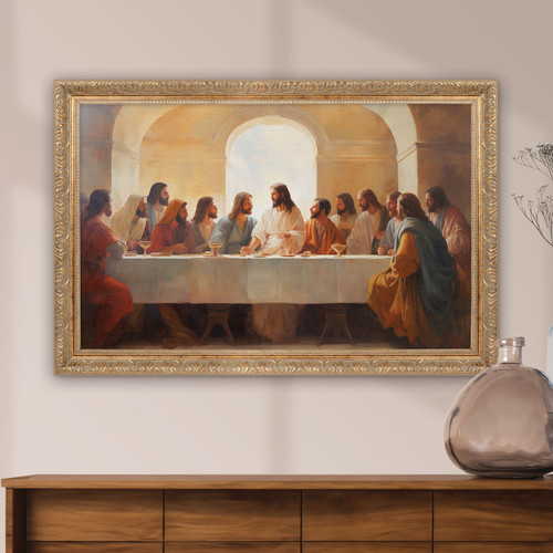 p. graham dunn Last Supper Collection Gold Linen Framed Art - Last Supper - XL