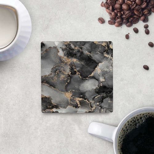 p. graham dunn Ceramic Coasters - Black Geode