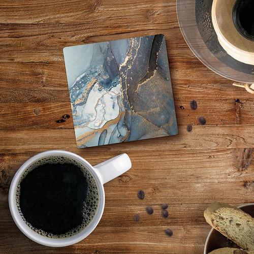 P. Graham Dunn Ceramic Coasters - Blue Geode