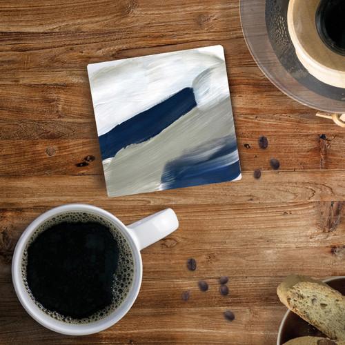 P. Graham Dunn Ceramic Coasters - Gray And Navy