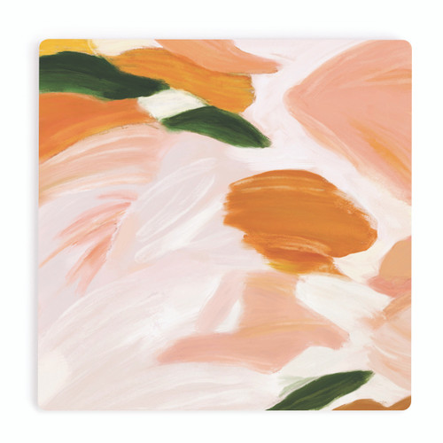 P. Graham Dunn Ceramic Coasters - Orange Burshstroke