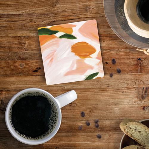 p. graham dunn Ceramic Coasters - Orange Burshstroke